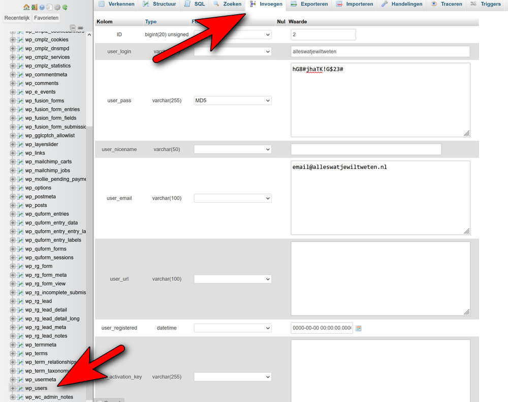wordpress%20user%20toevoegen%20via%20phpmyadmin Wordpress user / gebruiker toevoegen via phpMyAdmin